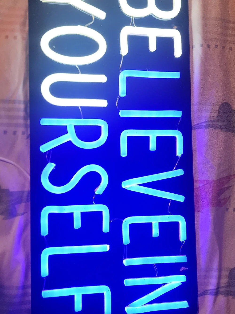 Blue Neon Sign 'Beleven Yourself' - Blue LED Decorative Wall Art